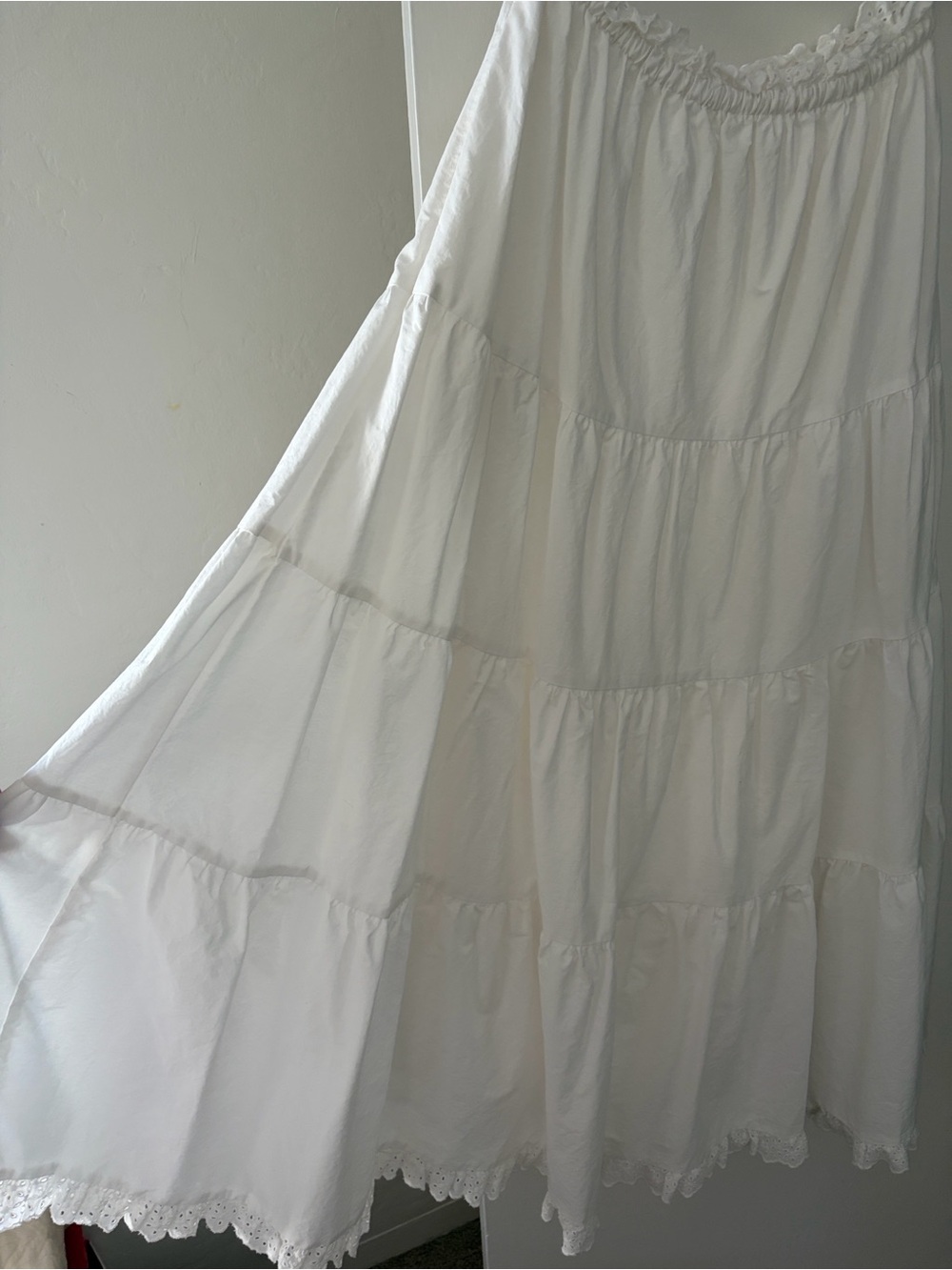 White Tiered Lace-Trim Maxi Skirt - Picture 3 of 6
